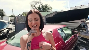 Street Blowjobs: Stevie K Foxx showing small tits outdoors