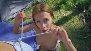 I Know That Girl: Couple Mia Bandini fantasy gagging outdoors