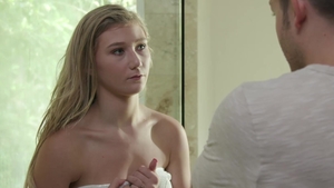 Family XXX - Blonde April Aniston teasing natural boobs